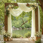 2 Panels Wedding Arch Draping Fabric Ivory Sheer Backdrop Curtain Arch Drape for Wedding Ceremony Reception,Bridal Shower Party Decorations 28" X 19ft
