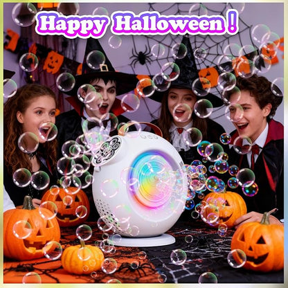Bubble Machine, Automatic Bubble Maker Rechargeable, 15000+ Big Bubbles per Min, Colorful LED Lights, 90° 360° Rotatable Portable Electric Bubbles Toy for Kids Toddlers, Outdoor Wedding Party Gifts