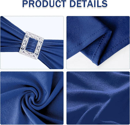 Joccun 30 PCS Spandex Chair Sashes Bows Stretch Chair Cover Band with Buckle Slider Universal Elastic Chair Ties for Wedding Banquet Party Event Decoration (Navy)