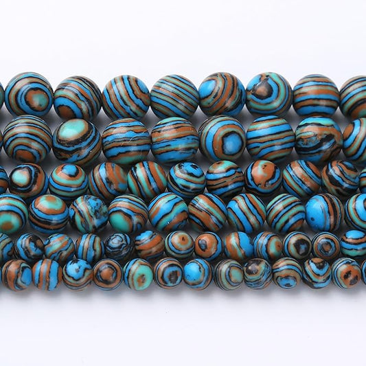Blue Peacock Turquoise Stone Beads Gemstone Round Crystal Energy Jade Beads Stone Beads for Jewelry Making DIY Bracelet Necklace Jewelry Making 1 Strand 15.5inch 45PCS 8MM