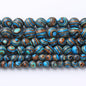 Blue Peacock Turquoise Stone Beads Gemstone Round Crystal Energy Jade Beads Stone Beads for Jewelry Making DIY Bracelet Necklace Jewelry Making 1 Strand 15.5inch 45PCS 8MM