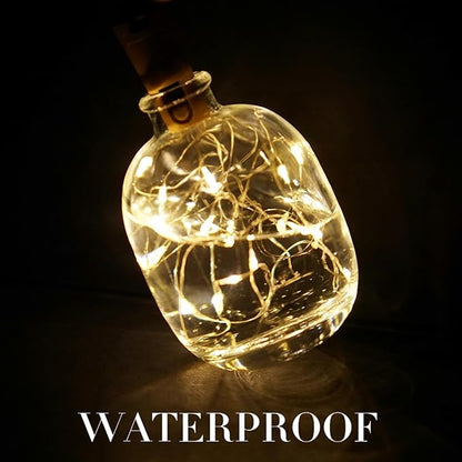 Wine Bottle Lights 20 LEDs Cork Lights Waterproof Battery (Included) Operated Fairy Mini String Lights for DIY Jar Indoor Bedroom Party Wedding Christmas Decor Pack of 4(Warm White)
