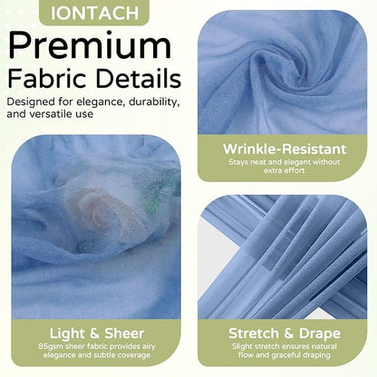Wedding Arch Draping Fabric 29" x 19Ft Sheer Drapes for Backdrop Wedding Ceremony Reception Ceiling Decor Curtain Baby Bridal Shower Decoration (Dusty Blue, 1 Panel)