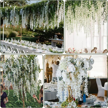 Wisteria Hanging Flowers,Fake Hanging Flowers,Wisteria artificiales Garland for Home Wedding Arch Floral Party Garden Ceremony Outdoor Decor,3.6 feet Long(108,White)