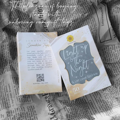 Summer-Ray 50pcs Light up The Night & Let Love Sparkle Wedding Sparkler Tags (Matt Black)