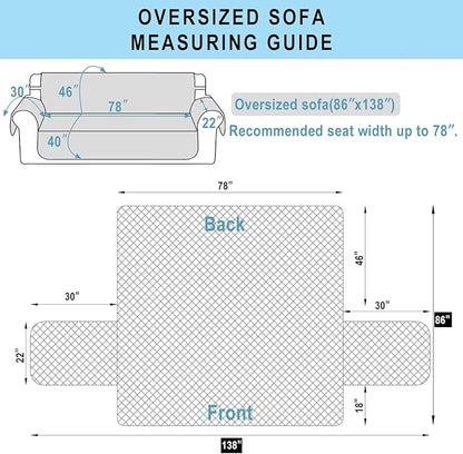 Reversible Oversized Sofa Covers Couch Cover Furniture Protector for Dogs Elastic Straps Water Resistant(XLSofa,Dark Grey/Dark Grey)
