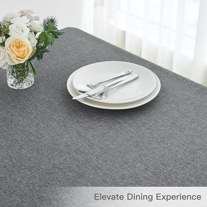 maxmill Rectangle Linen Textured Tablecloth Waterproof Spillproof Wrinkle Free Washable Fabric Table Cloth Kitchen Dining Tabletop Decoration Table Cover for Holiday Party, 52 x 70 Inch, Dark Grey