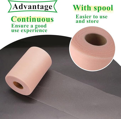 Blush Tulle Fabric Rolls 6 Inch by 100 Yards (300 feet) Fabric Spool Tulle Ribbon for DIY Blush Tutu Bow Baby Shower Birthday Party Wedding Decorations Christmas Craft Supplies