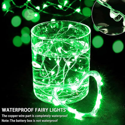 50 Pack Green Fairy Lights 7Ft 20 LED Twinkle String Lights 3 Modes Battery Operated Waterproof Firefly Starry for Mason Jar Party Wedding Christmas Valentines Day Table Centerpieces