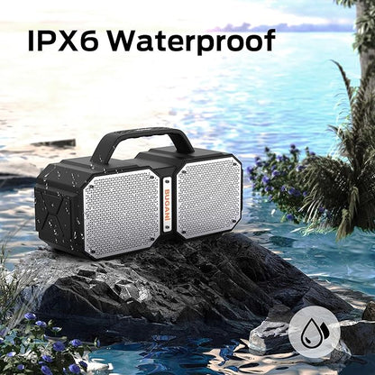 BUGANI Shock Bluetooth Speaker, Portable Bluetooth 5.3, Waterproof Design, 60W High Power Output, Outdoor Speaker, Black (New Model)