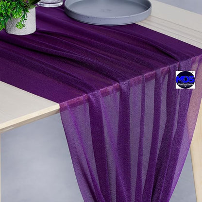 MDS Halloween Chiffon Table Runner - 20 Pack, 29 x 170 Inches, 14ft Each - Sheer Spooky Table Runners for Haunted House Parties, Trick-or-Treat Tables, Witchy Décor, Wedding & Events - Cadbury Purple