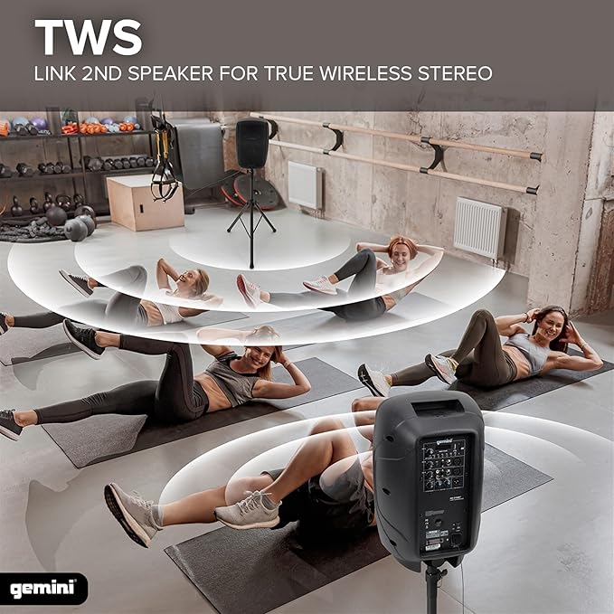 Gemini 10” 1000W Bluetooth PA Speaker with TWS Link, USB/SD/FM, XLR/RCA/AUX Inputs, Mic & Guitar Channels, Portable Powered Sound System for DJs, Parties & Small Venues (AS-2110BT)