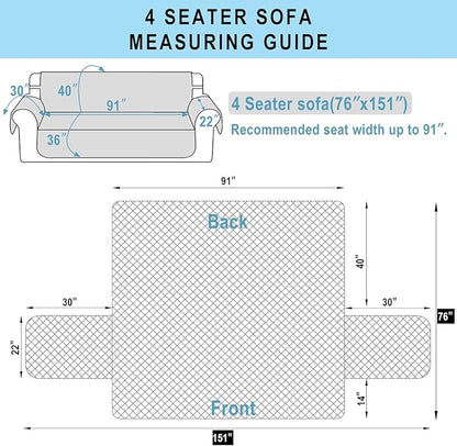 Reversible 4 Seater Sofa Cover 91 Inch Large Couch Cover Furniture Protector(Sofa XX-Large,Chocolate/Taupe)