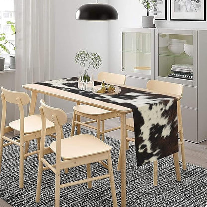 Cow Print Table Runner, Brown Cowhide Print Western Style Table Runner Country Farmhouse Cottage Cow Patten Table Decoration for Home Kitchen Dining, 13x70 Inch
