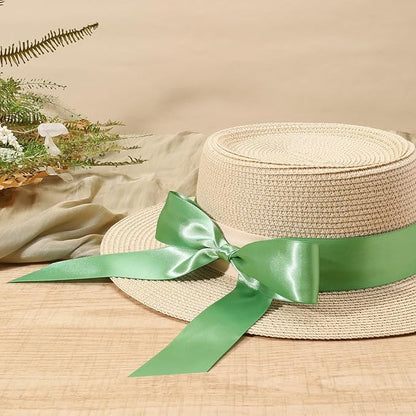 LaRibbons Sage Green Satin Ribbon 1 Inch 50 Yards Luxury Double Faced Green Silk Ribbon for Flower Bouquet Crafts Gift Wrapping Wedding Decoration