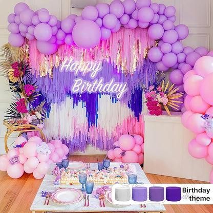 PartyWoo Crepe Paper Streamers 4 Rolls 328ft, Pack of Shades of Purple Crepe Paper for Party, Wedding, Birthday, Baby Shower Decorations (1.8 Inch x 82 Ft/Roll)