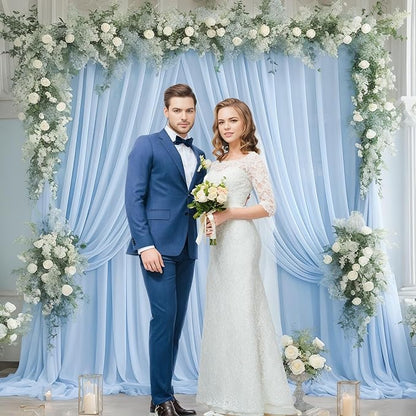 PARTISKY 20ft X 10ft Baby Blue Tulle Backdrop Curtain for Parites, Sheer Backdrop Curtains Fabric Drapes for Wedding Ceremony Arch Party Stage Decorations
