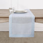 Solino Home Linen Light Blue Table Runner 132 Inches Long - 100% Pure Linen Extra Long Table Runner 14 x 132 Inch - Classic Hemstitch