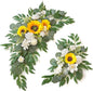 Wedding Sign Faux Flower Swag (Pack of 2) for Ceremony Party Reception Entrance Floral Decor Wall Easel Stand for Wedding Poster Welcome Sign(Sunflower)