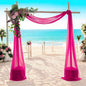 MDS Halloween Chiffon Draping Fabric - 2 Panel, 30" Wide x 75ft Long - Sheer Spooky Arbor & Canopy Drapery for Haunted House Backdrops, Party Ceilings, DIY Costumes & Themed Events - Hot Pink