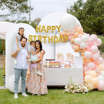 Spandex Anti Wrinkle Arch Backdrop Cover - High Elastic Fitted Arch Stand Cover Set of 3, White Round Top Chiara Backdrop for Wedding Birthday Party Garden Decor 6Ft, 6.6Ft, 7.2Ft