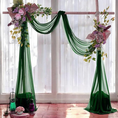 MDS Halloween Chiffon Draping Fabric - 1 Panel, 30" Wide x 75ft Long - Sheer Spooky Arbor & Canopy Drapery for Haunted House Backdrops, Party Ceilings, DIY Costumes & Themed Events - Hunter Green