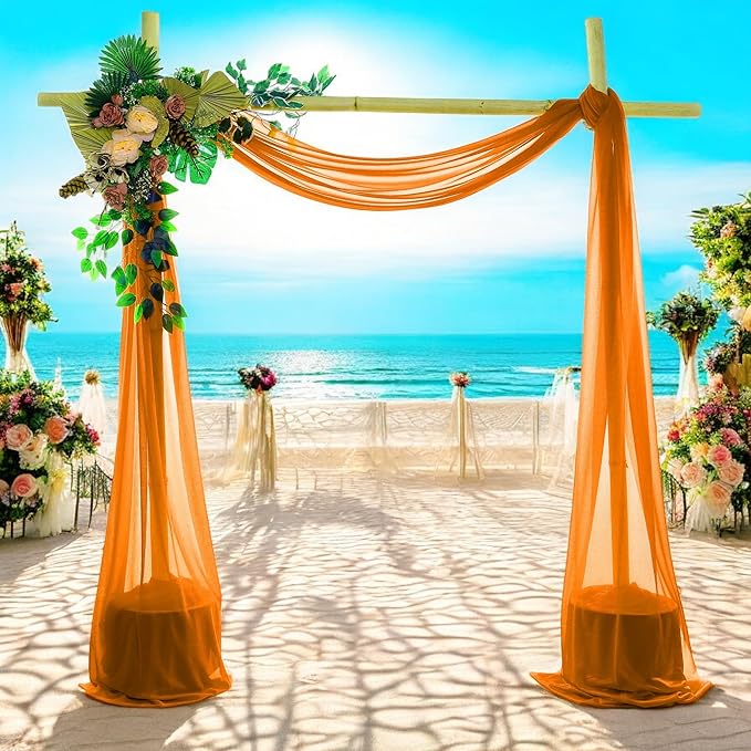 MDS Halloween Chiffon Draping Fabric - 2 Panel, 30" Wide x 30ft Long - Sheer Spooky Arbor & Canopy Drapery for Haunted House Backdrops, Party Ceilings, DIY Costumes & Themed Events - Orange