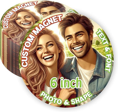KETABAO – 6" Add Your Image Create Circle Photo Magnets - Photo Fridge, Storage Cabinet and Car Decoration Magnets