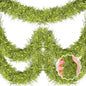 25 Feet Light Green Christmas Tinsel Garland, Metallic Foil Twist Banner Wall Hanging Tinsel Streamers Backdrop for Parade Floats, Christmas, Mother's Day, Birthday Party Decorations(4in x 25ft)