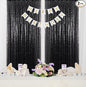 ShinyBeauty Black Sequin Backdrop Curtains 2 Panels Sequin Bakdrop 4x8FT Shimmer Backdrop for Photograph Wedding Backdrop Drapes Black Glitter Backdrop Curtain