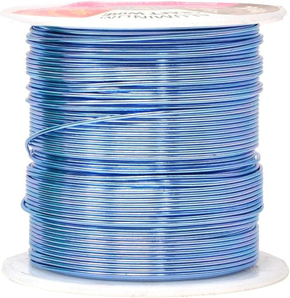 Mandala Crafts 20 Gauge Anodized Aluminum Craft Wire for Jewelry Making - 450 FT Colored Flexible Silver Copper True Blue Pink Ice Blue Green Wire - Bendable for Bonsai Armature Crafting Sculpting