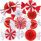 9pcs Candy Party Decorations Sweet Candy Hanging Paper Fans Hanging Decorations Christmas Party Ceiling Wall Garland for Candy Theme Birthday Baby Shower Sweet Shop Christmas