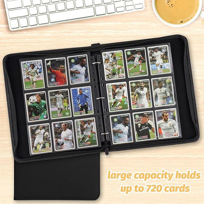 Trading Card Binder, Premium 9 Pocket Card Binder, 720 Double Sided Pocket PU Collection Binder, Collector Album, Card Holder for MTG, TCG, Sports Cards (Diamond Black)