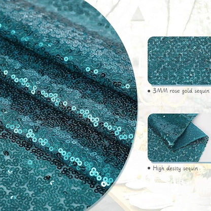 Eternal Beauty Teal Table Runner for Wedding, 2PCS-12x72 Sequin Table Runner Decorations for Birthday Parties, Banquets, Graduations,Christmas