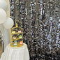 Black Square Sequin Backdrop 8ft * 8ft 1 Panel, Shimmer Wall Backdrop Photobooth Props for Wedding, Anniversary, Birthday, Party Decorations