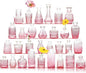 Pink Glass Bud Vase Set of 30, Small Flower Vases in Bulk, Mini Vintage Vases for Centerpieces, Home, Parties, Wedding Table Decoration (30 Pack)