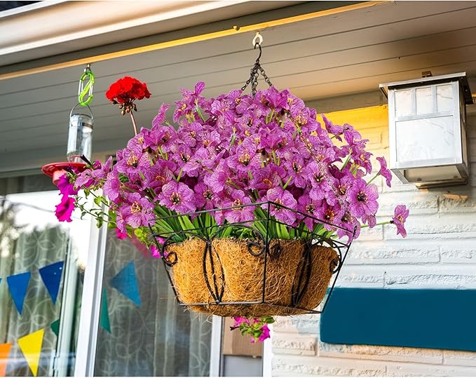 AmyHomie 20 Bundles Artificial Flowers for Outdoor Outside Spring Summer Decoration UV Resistant Faux Flowers No Fade Fake Plastic Plants Garden Porch Window Box Decorating (Purple)