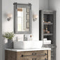 COGOOD Farmhouse Bathroom Mirror - 42 x 29 Rustic Barn Door Style Mirror for Living Room, Entryway, Vanity Wall Decor (Grey)