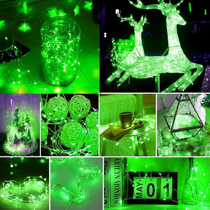 pozzolanas 50 Pack Green Battery Operated String Lights - 7ft Waterproof Fairy Lights with 20 LEDs for Home, Mason Jar, Party, Wedding, Halloween, Christmas Decorations