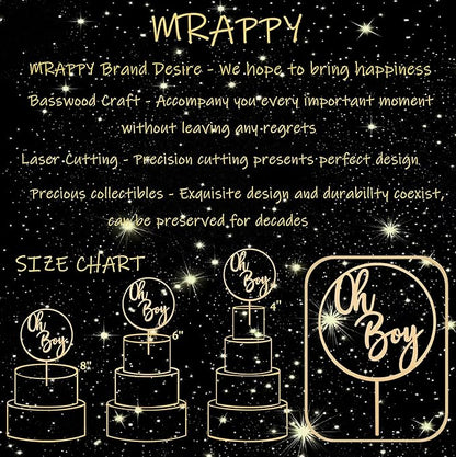 Oh Boy Cake Topper - Wooden Oh Boy Baby Shower Cake Decorations - Baby Shower Cake Topper for First Birthday/Gender Reveals Party, Photo Booth Props