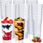 CHENGU 3 oz Clear Plastic Mini Dessert Cups with Spoons - Round Parfait Appetizer Cups, Shot Glasses, Disposable Tall Tumbler for Dessert Tasting Party supplies (200 Pieces)