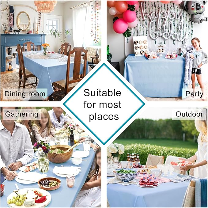Hiasan Dusty Blue Tablecloth for Square Tables - Waterproof and Spillproof Washable Fabric Table Cloth for Dining Room Kitchen Party, 60 x 60 Inch