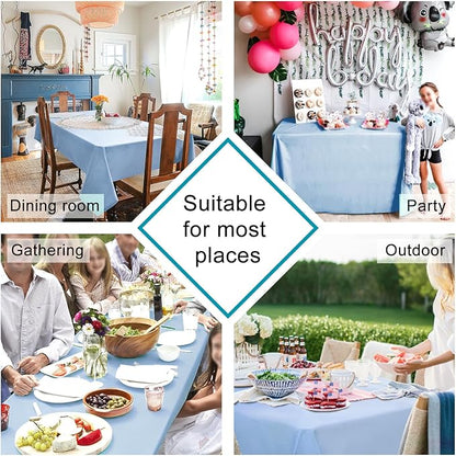 Hiasan Dusty Blue Tablecloth for Rectangle Tables - Waterproof and Spillproof Washable Fabric Table Cloth for Dining Room Kitchen Party, 60 x 102 Inch