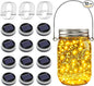 ZNYCYE Mason Jar Solar Lights for Outside, 12 Pack 30 LED Fairy Firefly Lights Mason Jar Solar Lids Outdoor Waterproof String Lights with Hangers(NO JARS) for Patio Garden Yard Lawn Decor - Warm White