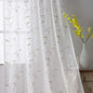 VISIONTEX White Sheer Voile Curtains, Decorative Beige Leaves Embroidery Faux Linen Rod Pocket Window Drapes for Home Kitchen, Living Room and Bedroom 54 x 63 Inch, Set of 2 Curtain Panels