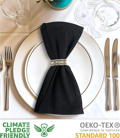 Urban Villa Cloth Napkins Halloween Dinner Napkins Solid Black Color 20''x20'' (Set of 12) 100% Cotton Slub Absorbent Napkins Soft Durable Reusable Washable Ideal for Events Parties Everyday use