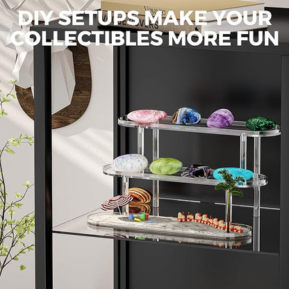 Acrylic Riser Display Shelf for 𝐚𝐦𝐢𝐢𝐛𝐨 Funko-POP Figures, Floating Shelves Display Ledge for Organizer and Decoration, Collectibles Display Stands Showcase, Glowing at night 2PCS