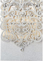 Hosmsua 5.1 x 7.3 Inch 50PCS Silver Glitter Wedding Invitation Cards with Rhinestone Laser Cut Hollow Flora Quinceanera Invitation with Envelopes for Bridal Shower Wedding Invite (Silver Glitter)