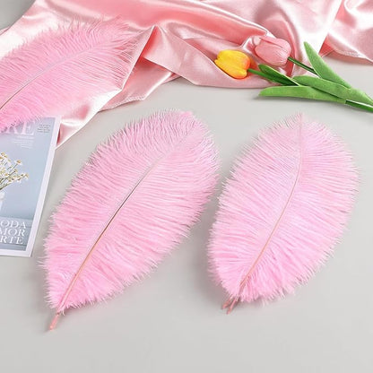 THARAHT Pink Ostrich Feathers 12pcs Natural Bulk 8-10Inch 20cm-25cm for Crafts Wedding Party Centerpieces Flower Arrangement Easter Gatsbi and Home Decoration Feathers
