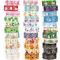 TaoBary 33 Rolls Holiday Plaid Washi Tape, 15 mm Seasonal Washi Tape Set Bohemian Colorful Vintage Cute for Card Wrapping Craft(Festive Style)